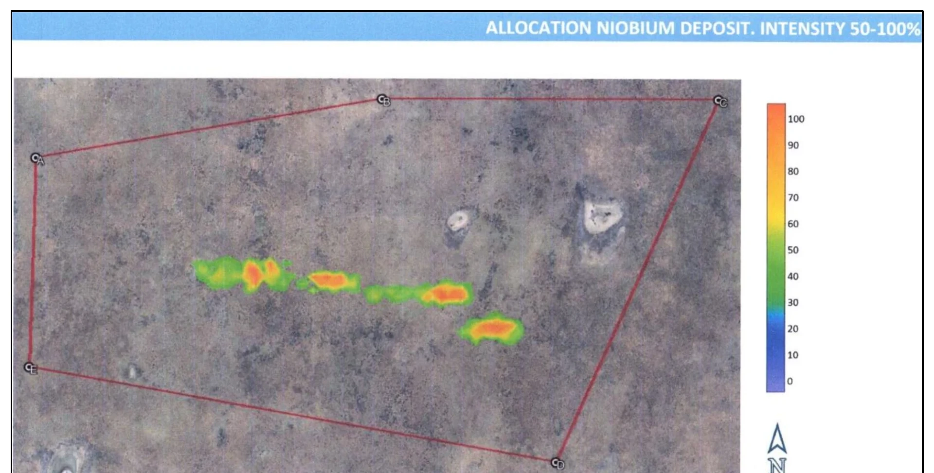 Niobium, indicated at 40–85 m